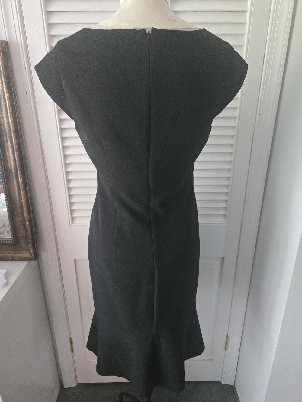 Kasper Black Ruffle Hem Sheath Midi Dress Zip Back - Picture 6 of 9
